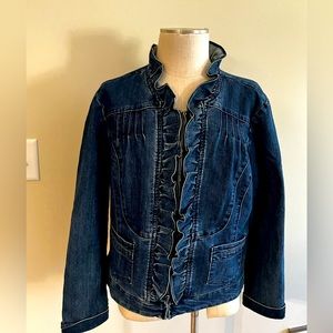 Ladies SZ XL Sweet Ruffled Denim Jacket